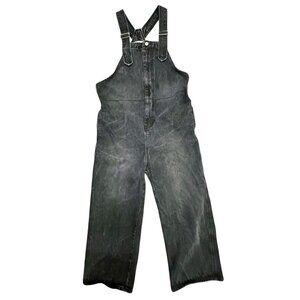 Black Denim Boiler Suit Overalls Bib Oversized Gorpcore Wide Drop Crotch Small